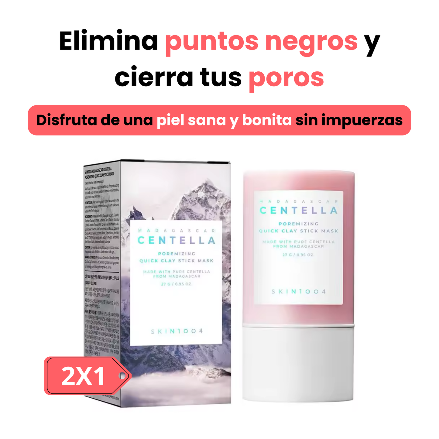Mascarilla anti poros y puntos negros de centella asiática | 27g